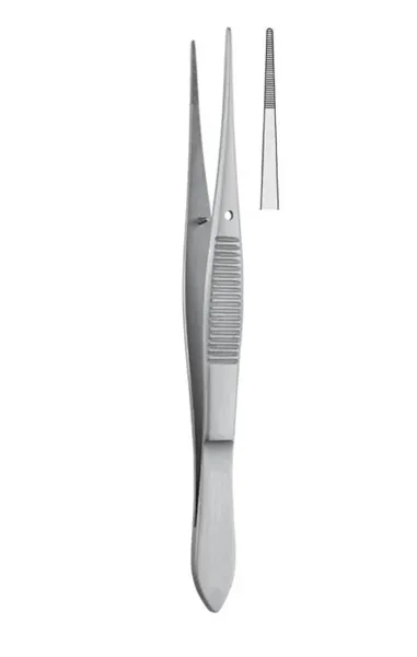 Falcon pinzeta rovná vroubkovaná, 100 mm