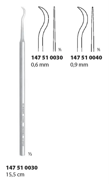 Srpek na zubní kámen; 0,9 mm; 15,5 cm