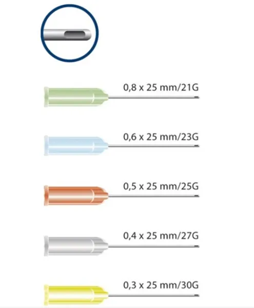 Miraject Endotec Luer 0,6x25mm 100ks G23 modré