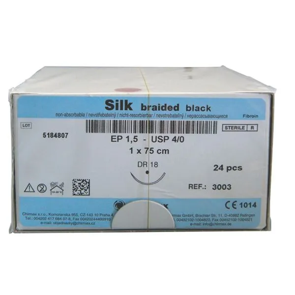 Šití silk.br.black  HR22 USP 3/0 EP2  1x75cm 24ks