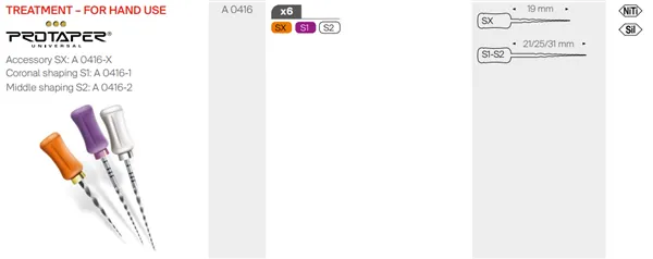 ProTaper ruční SX - 19 mm, 6 ks oranžové