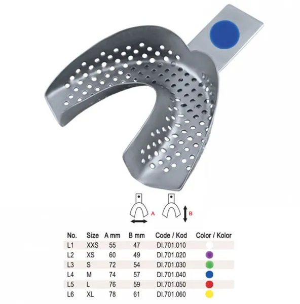 ID-Color Impression tray regular perforated without rim lower fig. 3, size S red
