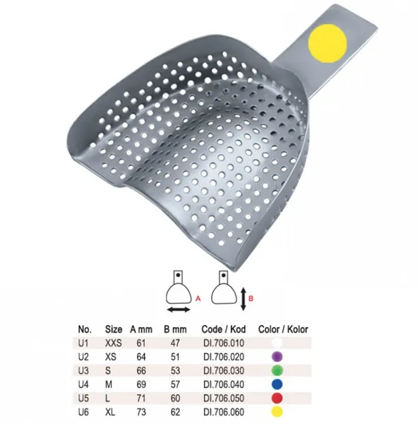 ID-Color Impression tray regular perforated without rim upper fig. 3, size S red