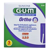 GUM Ortho Floss zubní nit pro čištění rovnátek, 5 ks