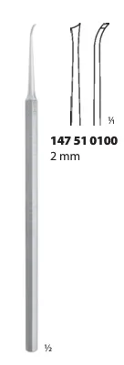Škrabka na zubní kámen levá; 2 mm; 15,5 cm