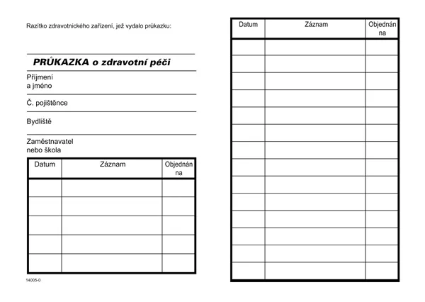 DITIS Průkazka o zdravotní péči 1ks 