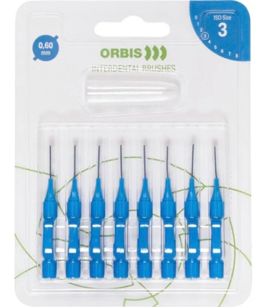 ORBIS mezizubní kartáček, 0,6 mm, barva modrá, 8 ks
