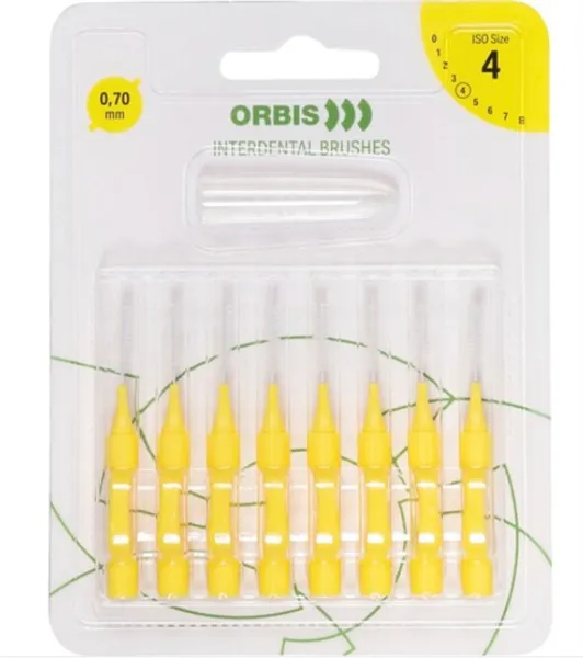 ORBIS mezizubní kartáček, 0,7 mm, barva žlutá, 8 ks