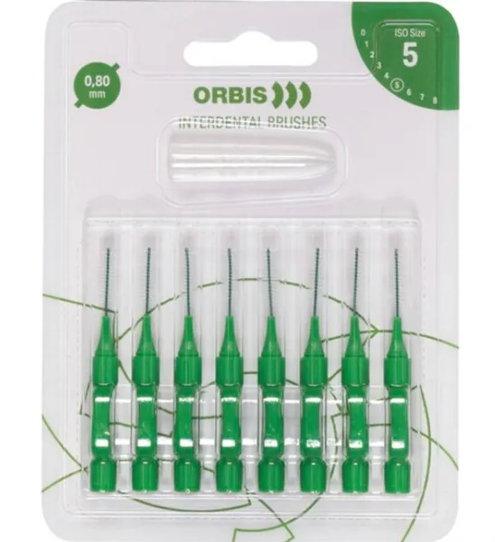 ORBIS mezizubní kartáček, 0,8 mm, barva zelená, 8 ks