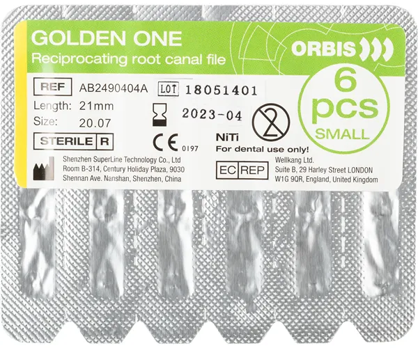 ORBIS Golden One File Steril small 20.07 25mm gelb  6 ks