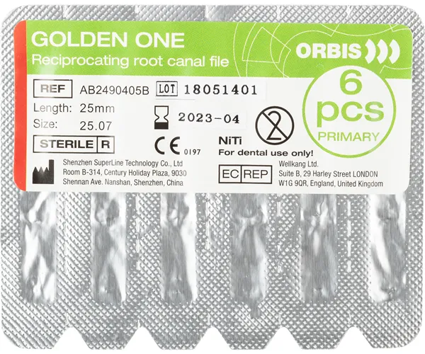 ORBIS Golden One File Steril primary 25.07 21mm rot  6 ks