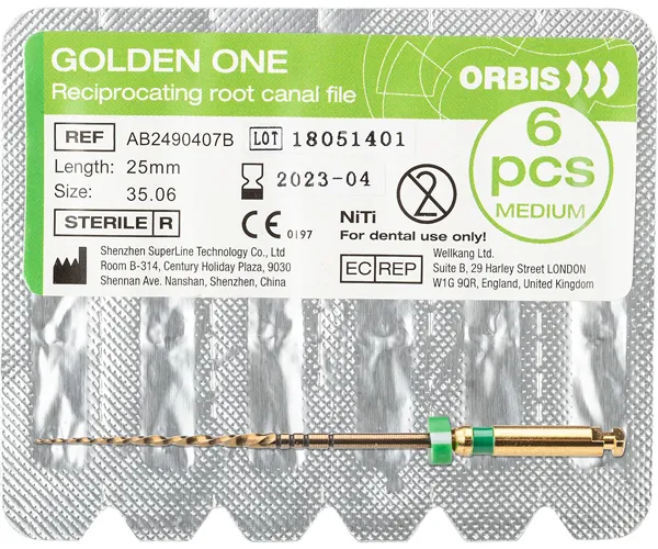 ORBIS Golden One File Steril medium 35.06 21mm grün  6 ks