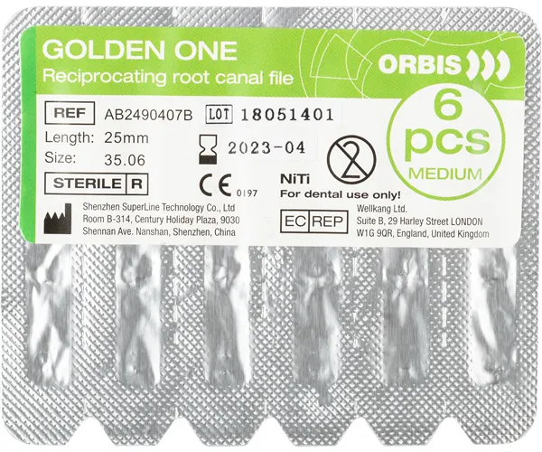 ORBIS Golden One File Steril medium 35.06 25mm grün  6 ks