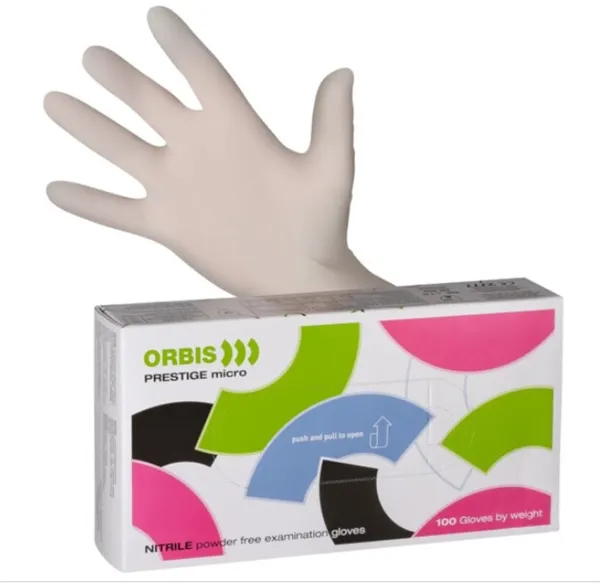 ORBI-Touch Prestige nitrilové jednorázové rukavice, vel. S bílé 100 ks
