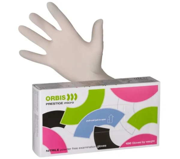 ORBI-Touch Prestige nitrilové jednorázové rukavice, vel. M bílé 100 ks