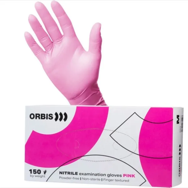 ORBIS Nitrilové jednorázové rukavice růžové vel.L  150 ks