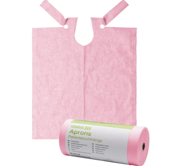 ORBIS Roušky pro pacienty v roli vázací, papír/fólie, light pink 61x53cm 80útržků