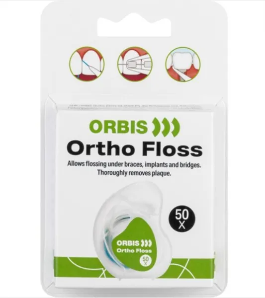 ORBIS Zubní nit Ortho, dávkovač s integrovanou čepelí, 50ks