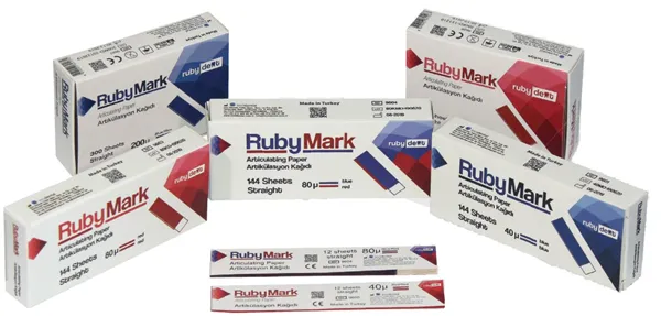 RubyMark Straight Artikulační papír 200μ, Blue 300ks