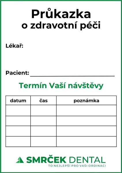 Průkazka o zdravotní péči 100 ks -  Smrček 
