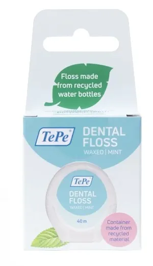 TePe Dental Floss, expandující voskovaná zubní nit s mátovou příchutí, 40 m