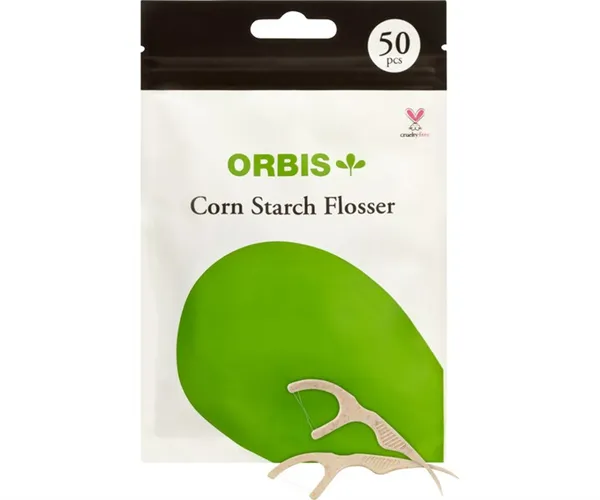 ORBIS zubní nit s držátkem z kukuřičného škrobu, 50 ks